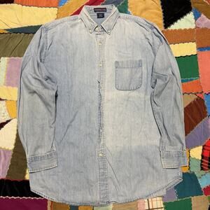Vintage Fruit of the Loom Faded Denim Button Up Large